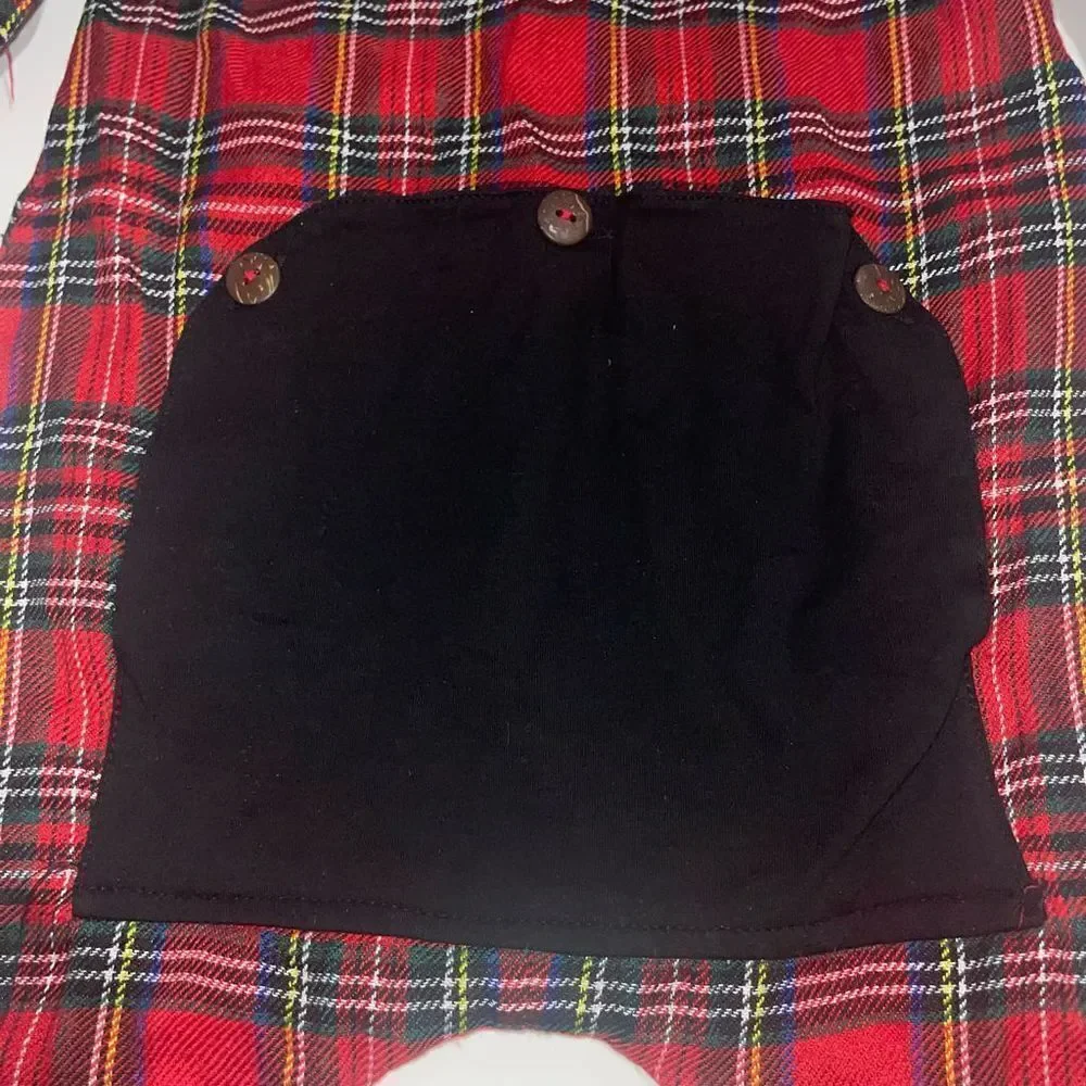 Knotted Fern Red Plaid‎ Pajamas with Flap in Back - Size 2T